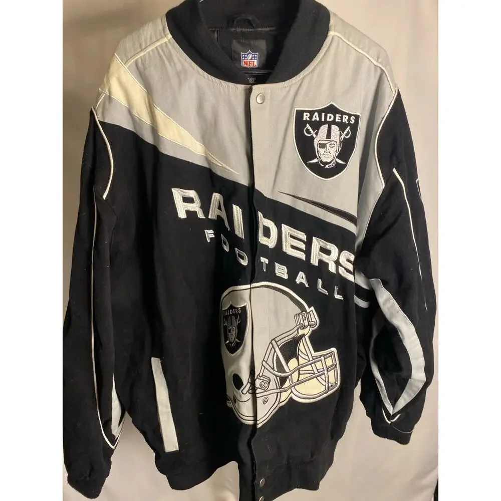 Las Vegas Raiders NFL Jacket 5XL Corduroy Style Black Gray Heavyweight